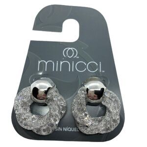 Minicci NWT Silver Tone Crystal in Mesh Tubes Elegant Unique Sparkly Earrings